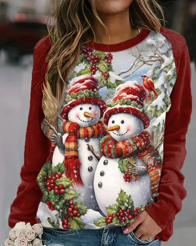 Women's Christmas Snowman Print Casual Sweatshirt