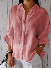 Load image into Gallery viewer, Women's Cotton and Linen Solid Color Casual Shirt