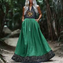 Load image into Gallery viewer, Women&#39;s Bohemian Elegant Sleeveless A-Line Linen Maxi Dress