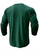 Load image into Gallery viewer, Men's Cotton Solid Henley Long Sleeve Top