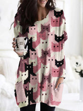 Load image into Gallery viewer, Crowded Cats Pink Knit Art Cozy Tunic