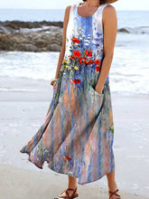 Load image into Gallery viewer, Women's Oil Painting Floral Pattern Tank Top Dress