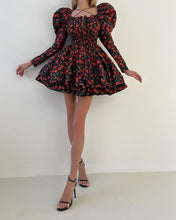 Load image into Gallery viewer, Elegant Lace-Up Print Mini Dress