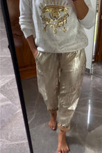 Load image into Gallery viewer, Fashionable Sequin Top And Bronzing Trousers Two-piece Set