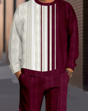 Load image into Gallery viewer, Men&#39;s Textured Jacquard Round Neck Casual Sports Set  006