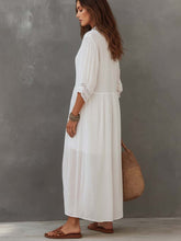 Load image into Gallery viewer, Vintage Lace-trimmed Cotton Linen Shirt Midi Dress