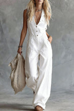 Load image into Gallery viewer, V-Neck Front-Button Sleeveless Jumpsuit