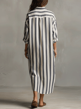Load image into Gallery viewer, Casual Striped Shirt Bohemian Style Maxi Dress