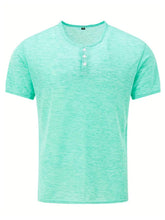 Load image into Gallery viewer, Men's Summer Solid Button Textured Short Sleeve Henley Shirt