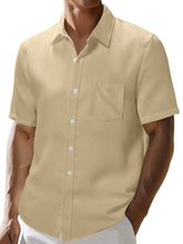 Load image into Gallery viewer, Men's Summer Waffle Solid Pocket Casual Short Sleeve Shirt
