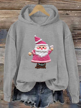 Load image into Gallery viewer, Women&#39;s Pink Santa Print Hoodie