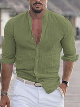Load image into Gallery viewer, Men's Linen Shirt Shirt Summer Shirt Beach Shirt Collar Long Sleeve