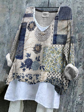 Load image into Gallery viewer, Floral Embroidered Japanese Sashiko Art Linen Blend Tunic