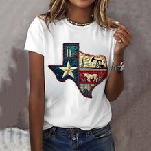 Load image into Gallery viewer, Women's Texas The Lone Star State Print Crew Neck T-shirt