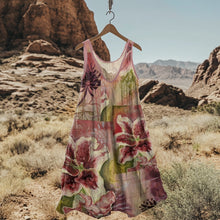 Load image into Gallery viewer, Abstract Creative Floral Art Linen Blend Tank Dress d383