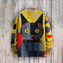 Load image into Gallery viewer, Abstract Art Cat Casual Print Knitted Pullover Sweater