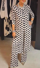 Load image into Gallery viewer, Women's Round Neck Long Sleeve Polka Dot Print Suit