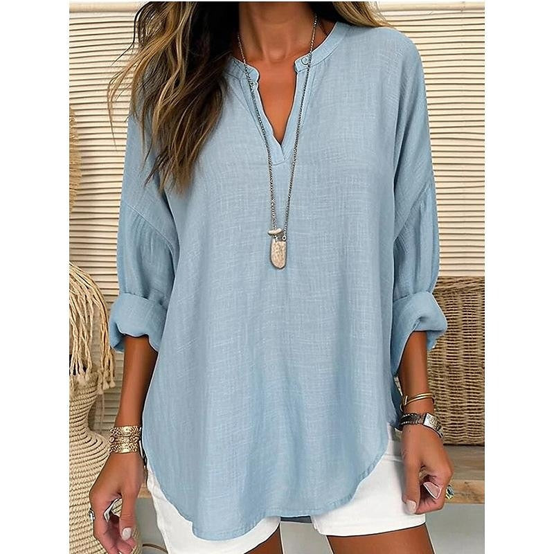 Women's Plain Casual Blouse Shirt