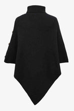 Load image into Gallery viewer, Solid Color Turtleneck Button-embellished Knitted Shawl Cape