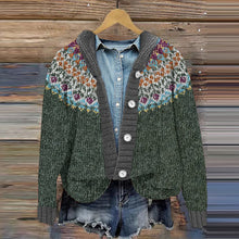 Load image into Gallery viewer, Vintage Icelandic Tribal Pattern Knit Cardigan