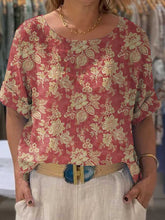 Load image into Gallery viewer, Women's Vintage Lovely Floral Art Print Front And Back Wear Short Sleeve Cotton Shirt