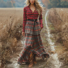 Load image into Gallery viewer, Women's Vintage V-neck Bohemian Pastoral Style Long-sleeve Maxi Long Dress