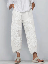 Load image into Gallery viewer, Vintage Floral Lace Embroidered Linen Blend Cropped Pants