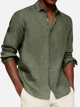 Load image into Gallery viewer, Men's Casual Solid Color Cotton Lapel Long-Sleeve Shirt
