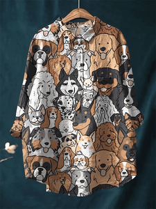 Women's Fun Dog Print Casual Shirt