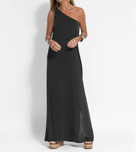 Load image into Gallery viewer, Elegant Solid Color One Shoulder Maxi Dress