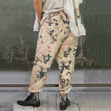 Load image into Gallery viewer, Floral Patchwork Bird Print Elastic Drawstring High Rise Straight Leg Trousers