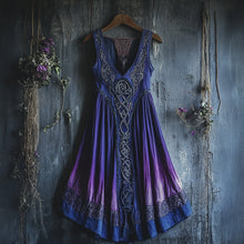 Load image into Gallery viewer, Viking Celtic Art Gradient  Linen Tank Dress