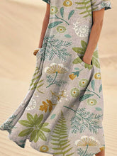 Load image into Gallery viewer, Women's Retro Floral Art Print Casual Linen Pocket Dress