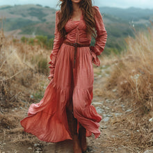 Load image into Gallery viewer, Women's Vintage V-neck Bohemian Pastoral Style Long-sleeve Maxi Long Dress