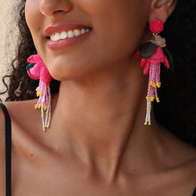 Load image into Gallery viewer, Bohemian Tassel Handmade Fabric Flower Earrings
