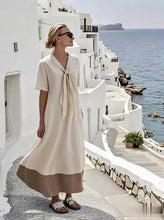 Load image into Gallery viewer, Women'S Loose Knot Neck Stitching Contrast Color Dress