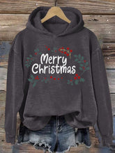 Load image into Gallery viewer, Women's Christmas Holly Print Hooded Sweatshirt