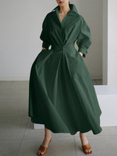 Load image into Gallery viewer, Women's Solid Pocket Button Lapel Long Sleeve Maxi Shirt Casual Dress