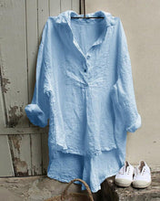 Load image into Gallery viewer, V-neck Loose Cotton And Linen Casual Shirt