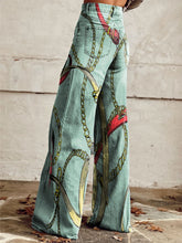 Load image into Gallery viewer, Women's Vintage Line Pattern Print Casual Wide Leg Pants