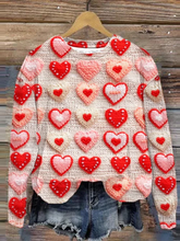Load image into Gallery viewer, Valentine's Day Heart Embroidered Print Knit Sweater