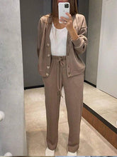 Load image into Gallery viewer, Women's Knitted Buttoned Jacket and Pants Two-piece Set