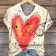 Load image into Gallery viewer, Retro Heart Graphic Casual Tee 486d
