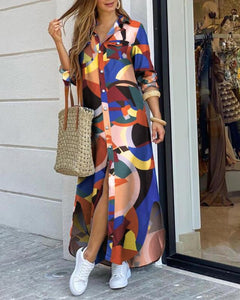 Fashion Sexy Shirt Maxi Dress