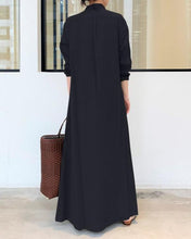 Load image into Gallery viewer, Casual Solid Cotton Linen Shirt Collar Long Sleeve Maxi Dress