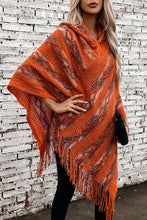 Load image into Gallery viewer, Stylish Colorful Striped Tassel Hem Knitted Hooded Shawl Cape