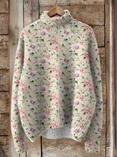 Load image into Gallery viewer, Oil Painting Peony Floral Pattern Printed Knit Turtleneck Pullover Sweater