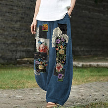 Load image into Gallery viewer, Women's Japanese Lace Patchwork Floral Embroidery Casual Wide Leg Pants