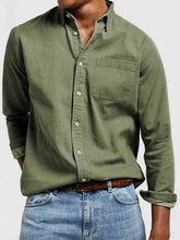 Load image into Gallery viewer, Men's Vintage Washed 100% Cotton Long Sleeve Pocket Shirt