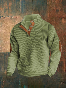 Men's Plaid Print Button Casual Sweatshirt